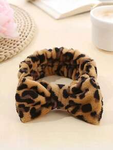 1/3pcs Leopard Print Large Bow Headband Set, Includes Splash-Proof Face Washing Headband, Soft And Washable, Suitable For Face Washing, Yoga And Sports - Multicolor - View 9
