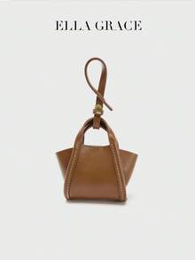 ELLA GRACE Women's Mini PU Leather Bag Charm Keychain Coin Purse Pendant, Cute Handbag Accessory, Suitable For Tote Bags And Backpacks - Brown - View 1
