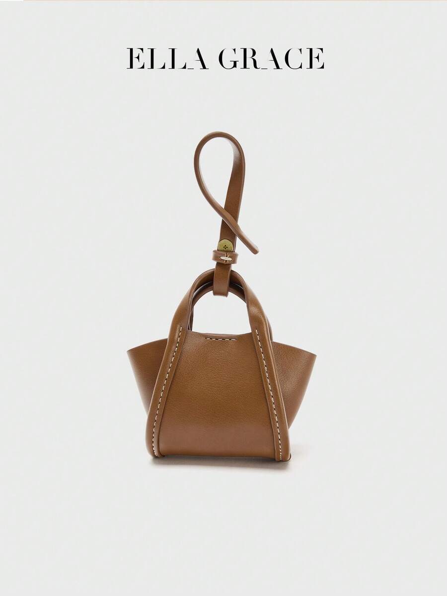 ELLA GRACE Women's Mini PU Leather Bag Charm Keychain Coin Purse Pendant, Cute Handbag Accessory, Suitable For Tote Bags And Backpacks - Brown - View 1