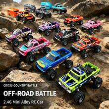 1pc/Set 1:64 Scale Mini Alloy Remote Control Car, Gray/Green/Dark Blue/Light Blue 4 Colors Optional, 2.4GHz Children's Remote Control Toy, Off-Road Pickup Truck Model Toy, Children's Outdoor Remote Control Toy - Multicolor - View 4