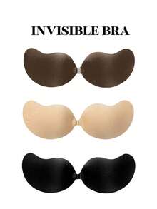 Sutiãs Invisíveis Adesivos em Formato de Manga – Copos de Sutiã de Silicone Sem Alças com Efeito Push-Up para Vestidos Sem Costas, Almofadas Adesivas Auto-Aderentes para Mulheres - Multicolorido - Visão 2