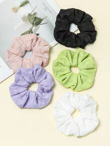 Accesorio para el cabello tipo scrunchie de mujer de satén versátil con efecto agrietado en relieve de unicolor - Multicolor - Ver 4