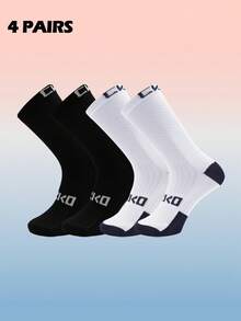 4 Pairs Unisex Sports Cycling Socks, Suitable For Cycling, Running, Hiking, Gym, Tennis, Golf, Work. - Multicolor - View 8