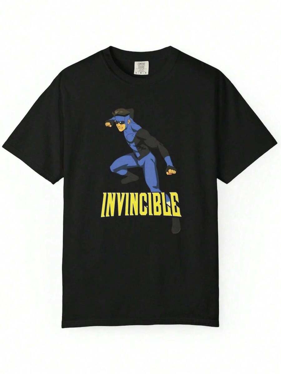 Camiseta con Pose de Superhéroe Invencible | Camiseta con Gráficos de Personajes de Cómics - Negro - Ver 1