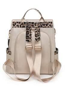 Fashionable Women's Large Capacity Anti-Theft Colorblock Backpack For Travel And Commuting, Campus And Street Style - Beige - View 8