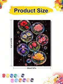 Colorful Bubble Flower DIY Number Painting Hand-Painted Canvas Craft Set, Modern Home Wall Decor, Holiday Gift, Abstract Floral Art Painting, Suitable For Beginners, Creative Living Room Bedroom Office Decoration - Sets - View 9