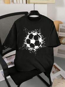 Camiseta casual de manga corta y cuello redondo con estampado, ideal para verano, para niños, niñas y adolescentes.Transpirable y absorbe la sudoración. - Marrón Chocolate - Ver 1