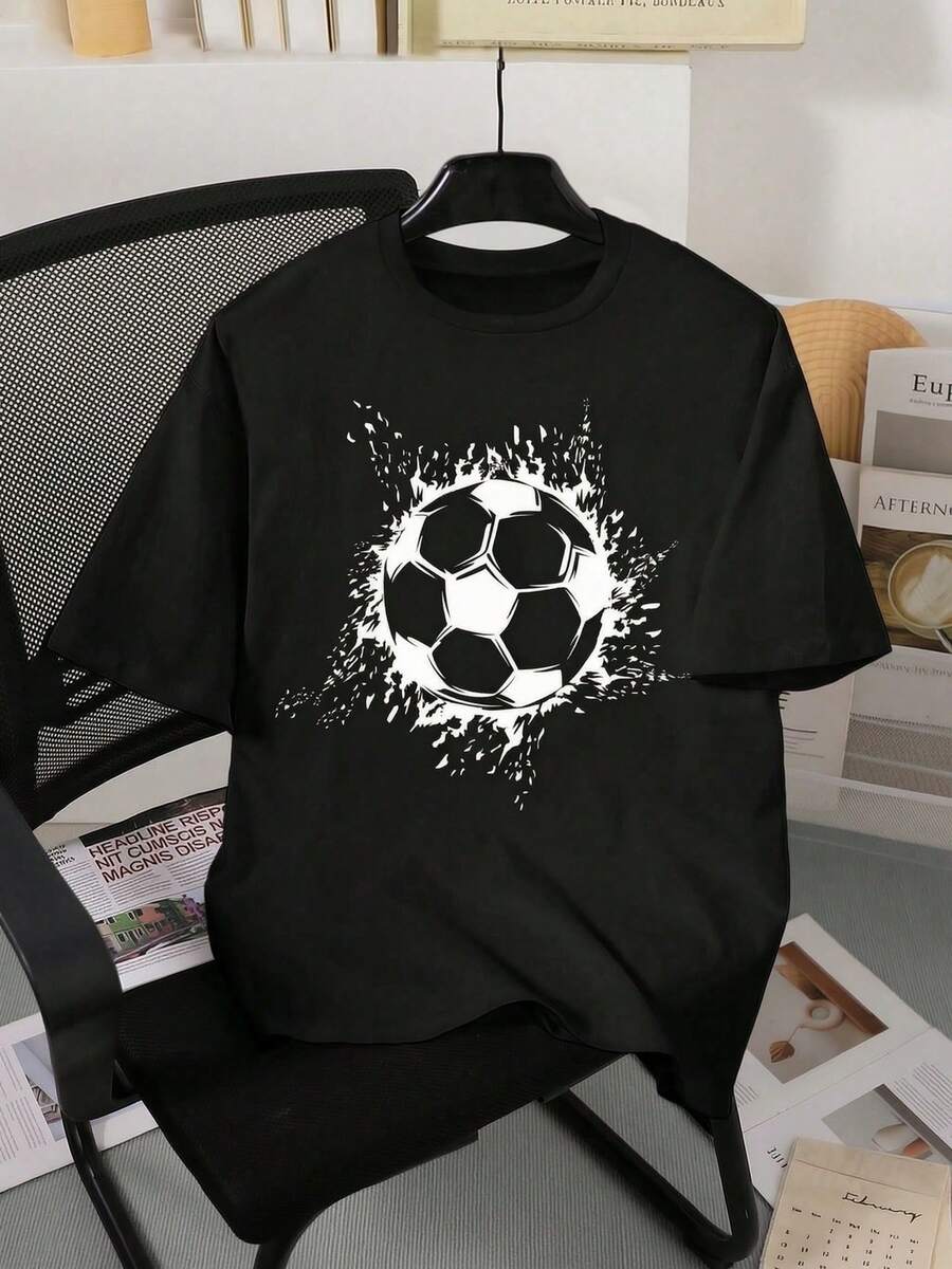 Camiseta casual de manga corta y cuello redondo con estampado, ideal para verano, para niños, niñas y adolescentes.Transpirable y absorbe la sudoración. - Marrón Chocolate - Ver 1