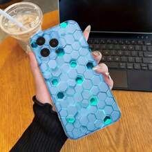Fashionable, Tpu Phone Case, Hexagon Pattern, Compatible With Iphone 13 14 15 16 17 And Models - Clear - View 3