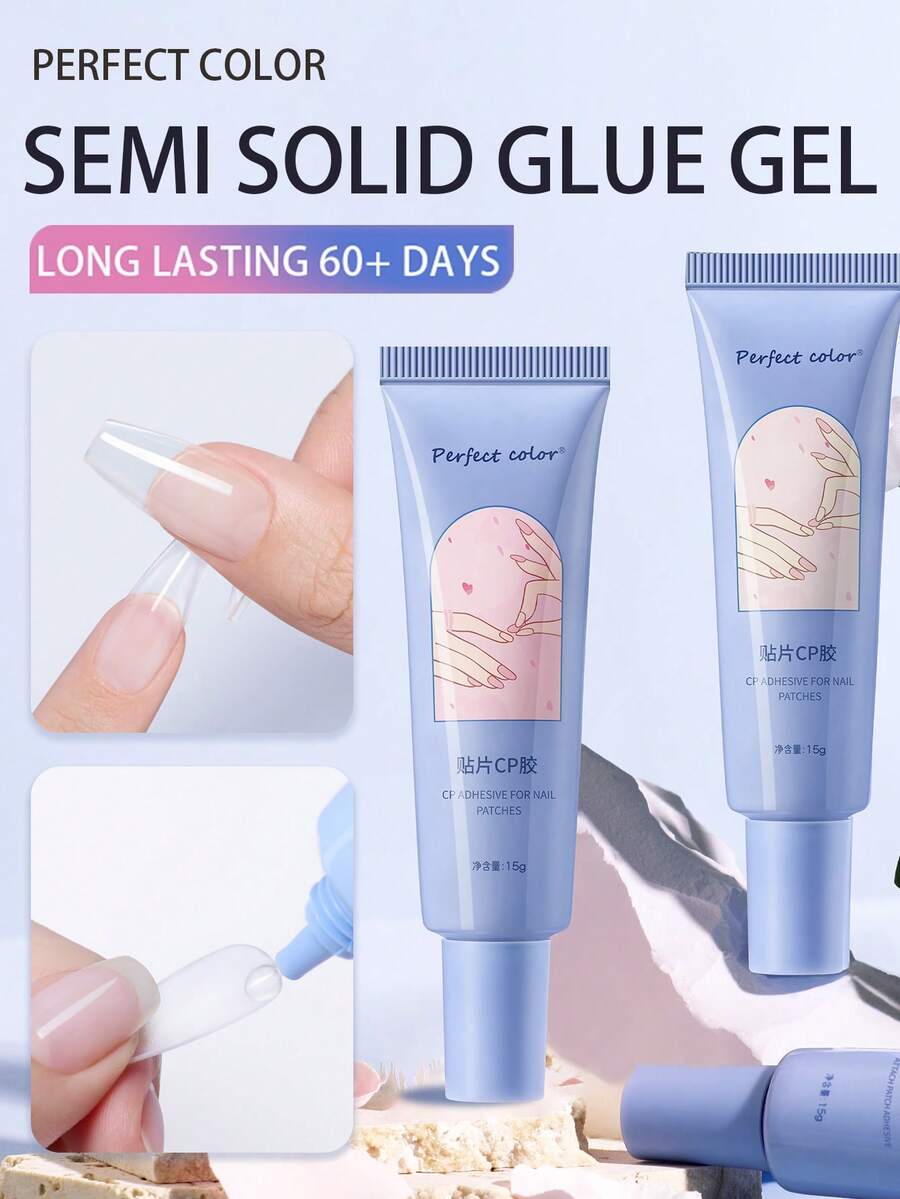 5pcs/2pcs/1pc Perfect Color Quick-Dry Nail Gel, Semi-Solid Nail Gel With Super Strong Adhesion, Waterproof, Long-Lasting, Quick-Dry, Formaldehyde-Free, Alcohol-Free, Suitable For Acrylic And Fake Nails, Plastic, Universal, No UV Curing Required - 15g - View 1