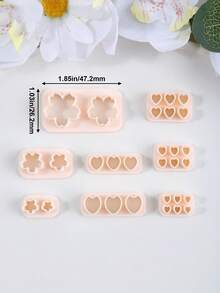 Kleine Blumen- und Herzform Ton-Schneideformen, sauber schneidende, antihaftende, langanhaltend Ton-Schneideformen für Schmuckherstellung, DIY handgemachte Ohrringe Schmuckherstellungs-Set - Blumenherz - Übersicht 2