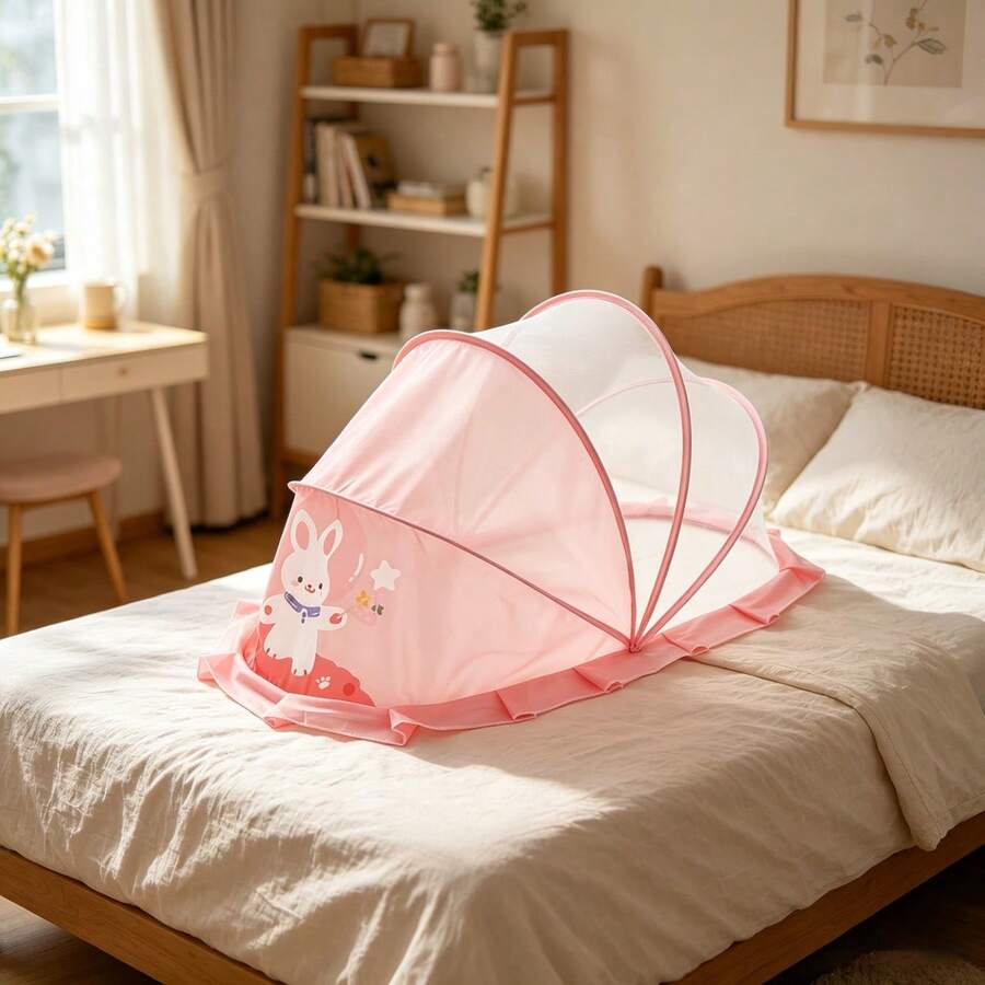 Foldable Baby Mosquito Net Adorable Cartoon Pattern Portable Mosquito Shield For Travel Home Daily Use - Pink - View 1