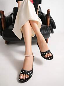 2026 Spring/Summer New Women's Mule Sandals With Medium-Thin Low Heel - Black - View 7