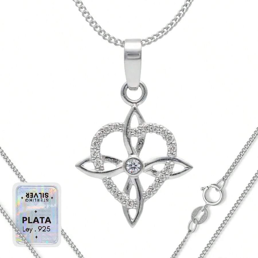 925 Sterling Silver Chain With Witch's Knot Pendant For Women - 白心 - 查看 1