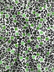 Men's Casual T-Shirt With Green Leopard Graphic Print, Short Sleeves, Comfortable Fit For Casual Wear, Ideal For Outdoor Leisure Activities - 黑色 - 查看 5