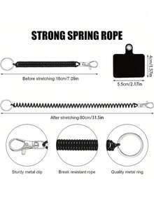 Phone Lanyard With Connector, Elastic Wrist Strap And Anti-Theft Connector, With Spring Retractable Rope, Suitable For Outdoor Hiking, Climbing, Cycling And Other Activities, Can Be Used To Secure Keys, Phones And Other Important Items. - Multicolor - View 9