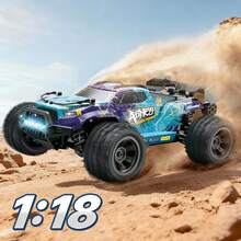 兒童高速 4WD 遙控車 1:18 越野遙控卡車，附 LED 燈，增強手部靈活性，室內/戶外漂移玩具，適合聖誕節、生日、新年、開學季、假期、感恩節及所有節日送給孩子的禮物 - 彩色 - 查看 2