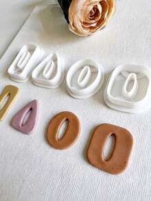 1/4Pcs Hollow Geometric Polymer Clay Cutters, Modern Abstract Shapes For Minimalist Handmade Dangle Earring Craft Supplies - White - View 3