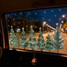 1pc Christmas Theme Window Sticker, Christmas Tree And Snowflake Pattern, Self-Adhesive Exquisite Floral Decorative Sticker, Suitable For Bedroom And Home Decor, Applicable To Smooth Surfaces, New Year Gift - View 1