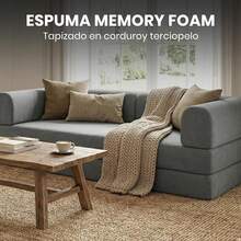 Sofá Cama Memory Foam Plegable 3 Plazas |   Sofá Cama Multifuncional Moderno |   Sillón para Sala Sofa Cama Comprimido |   Estructura Resistente |   Dimensiones: 200 x 100 x 71 (Beige) - Gris - Ver 5