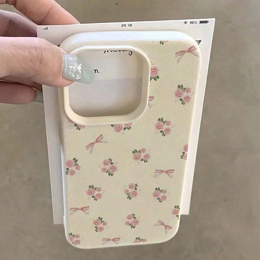 2026 Youthful And Modern Cell Phone Case, Cute, Minimalist, Luxury, With White And Pink Floral Elements, Phone Case, Cute, Pink, Minimalist, Matte White, Premium Phone Case, 1 Piece, Matte White Phone Case With Lens Protection, With 3 Cute Orchid Flower Patterns, Compatible With 16 Pro 15 14 Plus 13 12 11, Water Resistant, Shockproof, Drop Resistant And Scratch Resistant, Birthday Gift, International Version, Not The National Version - 彩色 - 查看 1