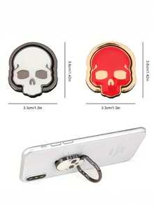 1 pieza Soporte de anillo para teléfono con diseño creativo de calavera de Halloween, rotación de 360 grados, aleación de zinc, soporte de anillo multifuncional, conveniente de usar y transportar. - Multicolor - Ver 3