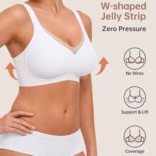 Sujetador talla grande sin aros malla tirantes cruzados push-up sin costuras mujer europeo-americano - Negro - Ver 3