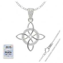 925 Sterling Silver Chain With Witch's Knot Pendant For Women - 白色的 - 查看 1