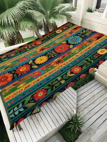 1pc Plant Leaf Floral Print Design Sunshade Awning, Outdoor Shade Cloth And Canopy, 2D Flat Printed Tent, Washable, Suitable For Garden, Camping, Beach, Yard, Poolside And More, Poles Not Included - Multicolor - View 15