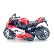 Mini Motocicleta de Juguete para Niños, Modelo de Motocicleta de Policía de Hierro para Simulación de Carreras Todoterreno - Rojo - Ver 7