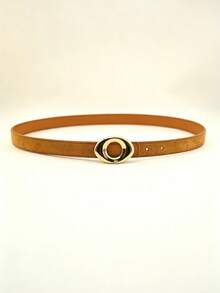 Women's Suede Belt, Multi-Color Gold Oval Metal Buckle, Versatile Decorative Belt, Suitable For Jeans And Dresses, Vintage Bordeaux Burgundy And Dark Brown - A - View 6