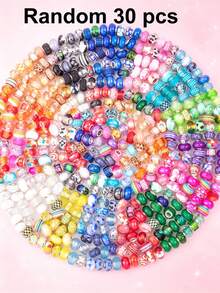 10/100/500 peças Contas Europeias de Aço Multicoloridas de 14 mm, Contas de Furo Grande para Pendentes e Pulseiras em Lote para Fabrico de Joias, Contas Espaçadoras Decorativas de Vidro Murano para Artesanato e Estacas de Jardim (Cores Mistas) - Multicolorido - Ver 15