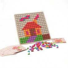 Montessori Logic Cube Wooden Inlay Puzzle Set, Includes 210 DIY Building Cubes + 20 Double-Sided Instructional Cards, Suitable For Preschool Children's Spatial 3D Thinking Training Toy, Color Matching Block Puzzle Game, Suitable For Children 3 Years And Above As Birthday Or Christmas Gift - Multicolor - View 9