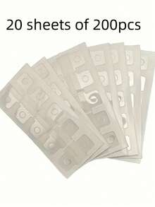 50/100pcs Self-Adhesive Loose-Leaf Binder Hook Labels With Round Hole, For DIY Notebook, Journal And Photo Card Organization, Loose-Leaf Binder Labels - Clear - View 9