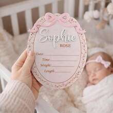 Personalisiertes Baby-Geburtsankündigungsschild, individuelles Hello World Schild mit Namen, Gänseblümchen-Blütenblatt Holz-Geburtsstatistik Andenken, Baby Jungen Neugeborenen Krankenhaus-Ankündigungstafel, Kinderzimmer-Dekoration, individuelles Geburts-Namensschild - F – Geburtsinformationstafel - Übersicht 7