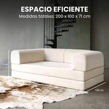 Sofá Cama Memory Foam Plegable 3 Plazas |   Sofá Cama Multifuncional Moderno |   Sillón para Sala Sofa Cama Comprimido |   Estructura Resistente |   Dimensiones: 200 x 100 x 71 (Beige) - Gris - Ver 10