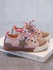 1 Pair Boys & Girls Breathable Sports Non-Slip Student Training Shoes Sneakers Suitable For Infants & Children Spring Summer Autumn Winter - Pink - View 3