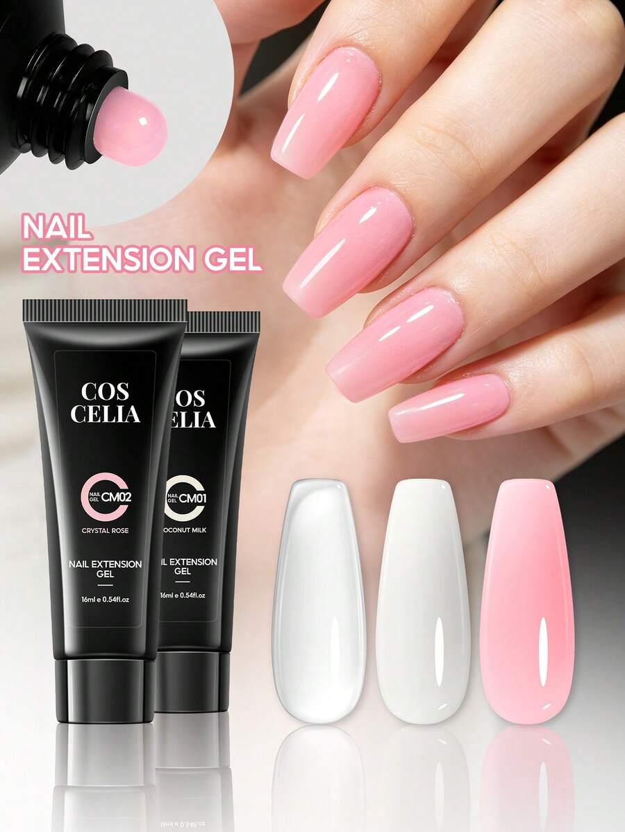 1 Color/6 Colors 16ml White Transparent Pink Extension Gel Set, Nude Semi-Transparent Glossy Extension Gel, DIY Manicure Salon Gift For Women