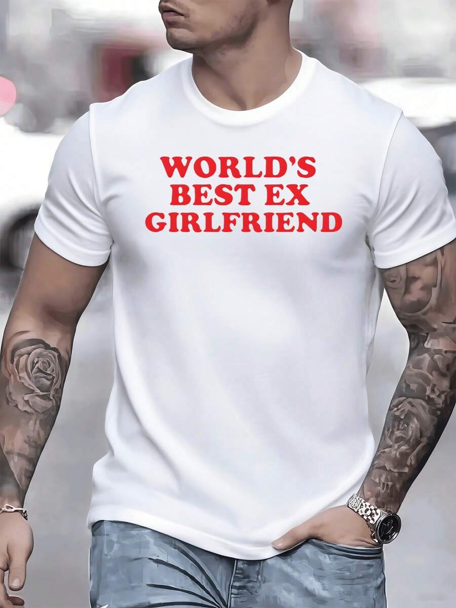 Text Humorously Proclaiming To Be The Best Ex-Girlfriend In The World To Highlight A Past Relationship That Has Ended, This Original Men's T-Shirt - White - View 1