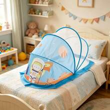 Foldable Baby Mosquito Net Adorable Cartoon Pattern Portable Mosquito Shield For Travel Home Daily Use - Blue - View 2