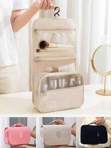Multifunctional Hanging Makeup Bag/Storage Bag, Large Capacity, Easy To Carry, Perfect Christmas Holiday Gift, Bohemian Style - Beige - View 4