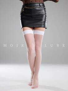 MOIRÉALLURE 1雙大腿高筒襪，適合日常通勤、夜店及各種造型需求 - 白色 - 查看 2