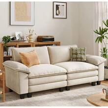 LINSY Home - Sofá de sofá de Dos plazas de Nube, Modular, de 90 Pulgadas, sofá de Pana, Suave, Moderno, cómodo, para Sala de Estar, Departamento, Oficina, Color Beige - Beis - Ver 1