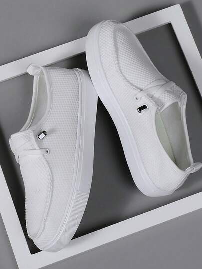 Men's Minimalist Classic Casual Comfortable Fashion Sneakers - Breathable, Back To School, Fashion Street Slip-On Shoes With Elastic Band