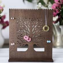 2D Flat, 1pc Vintage Tree-Shaped Jewelry Display Stand - Wooden Earring Holder, Suitable For Earrings, Necklaces, Bracelets - Home Decor Artwork - Multicolor - View 5