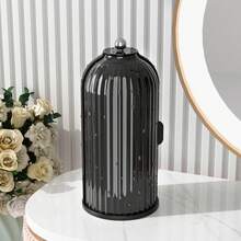 4 Colors Available 360° Rotating Makeup Organizer With Sealed Dustproof Moisture-Proof Flip Lid, ABS Vanity Caddy With 3-Tier Height Storage For Powder Brushes Lipsticks Eyeliners Sponges, Non-Slip Base, Blocks Bathroom Steam & Humidity - Black - View 1