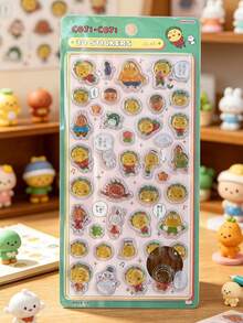 Cute 3D Embossed Stickers Anime Cartoon Character Waterproof Adhesive Decorative Stickers, Suitable For Planner Diary Journal Scrapbook Notebook Laptop Phone Decoration, Japanese Style Cute Stationery Student Learning Supplies - Multicolor - View 7