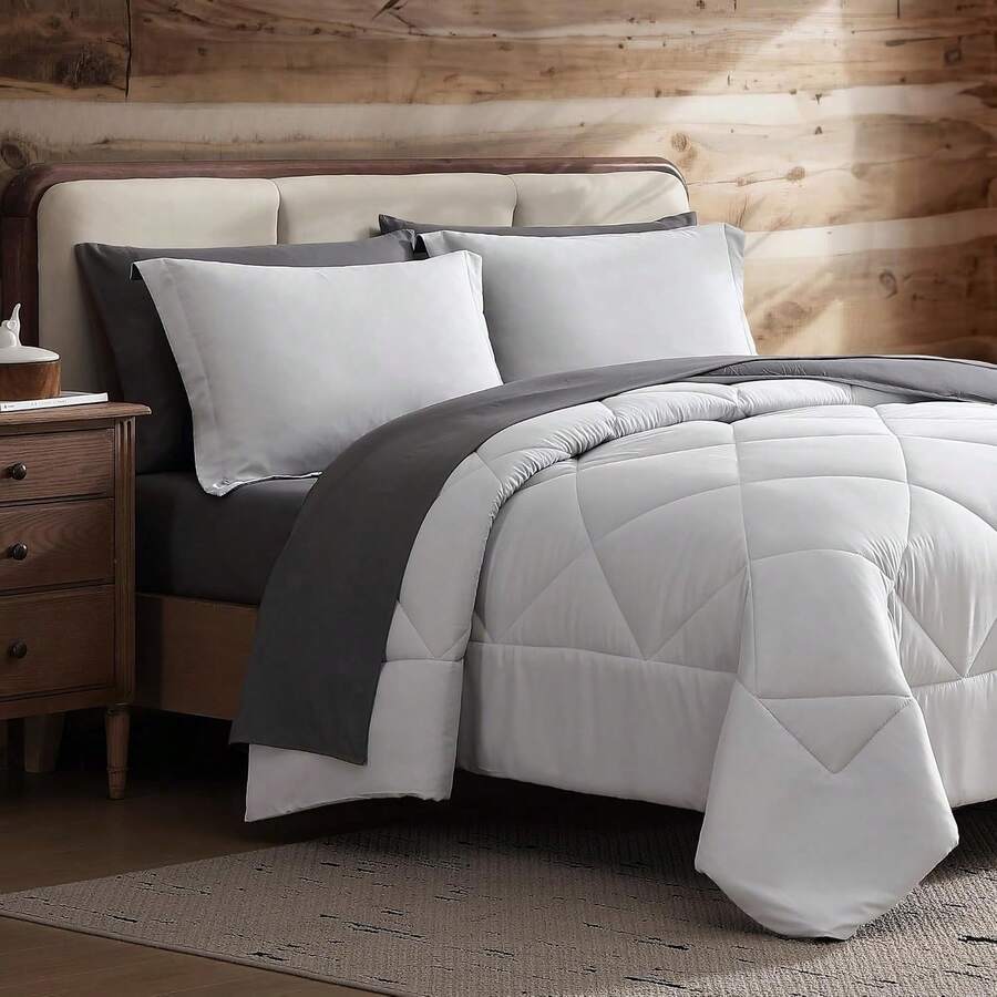 Coleman Twin XL Comforter Set Reversible Bed-In-A-Bag– Double-Sided Color Options, All-Season Comforter + Shams + Sheets – Perfect For Home, Cabin Variant 3 - Silver/Gray - View 1
