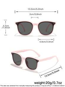 1 Set 1 pieza Gafas de moda cuadradas casuales para niños de 5-9 años, marco de PC rosa & blanco con lentes grises, con 1 pieza de cadena de gafas con cuentas, adecuadas para uso diario al aire libre, incluye estuche de gafas - Multicolor - Ver 10
