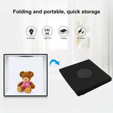 Puluz Caja de luz de estudio fotográfico (9.8*9.8 pulgadas/25*25cm) Kit de estudio portátil plegable de instalación rápida con tela de luz suave, tienda de fotografía o equipo de luz blanca, con 12 fondos de colores (6 papeles, 2 colores en 2 lados) Negro - Negro - Ver 5